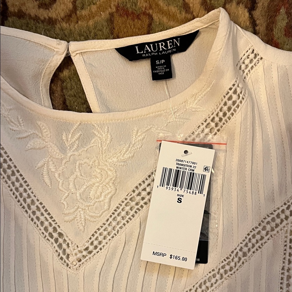Ralph Lauren White Ruffle Sleeve Blouse - Picture 2 of 7